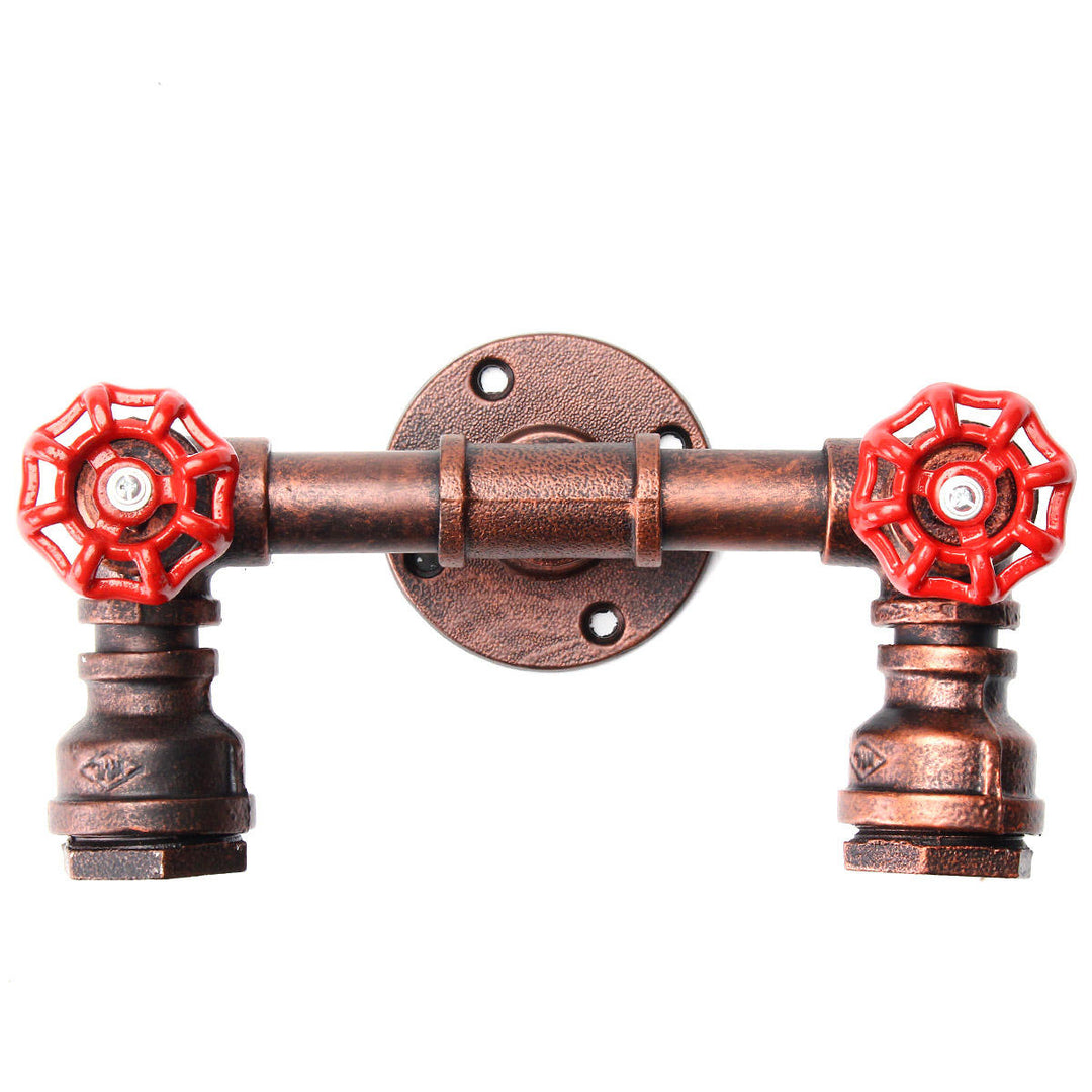 Retro Wall Lamp Industrial Iron Dual Water Pipe Shape Sconce Light Fixture Fitting Image 3