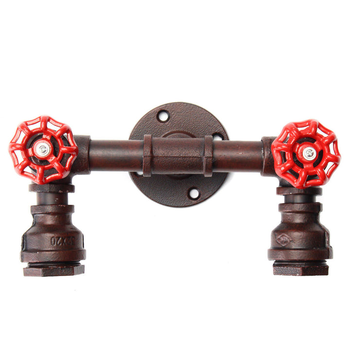 Retro Wall Lamp Industrial Iron Dual Water Pipe Shape Sconce Light Fixture Fitting Image 4