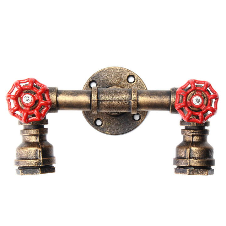 Retro Wall Lamp Industrial Iron Dual Water Pipe Shape Sconce Light Fixture Fitting Image 6