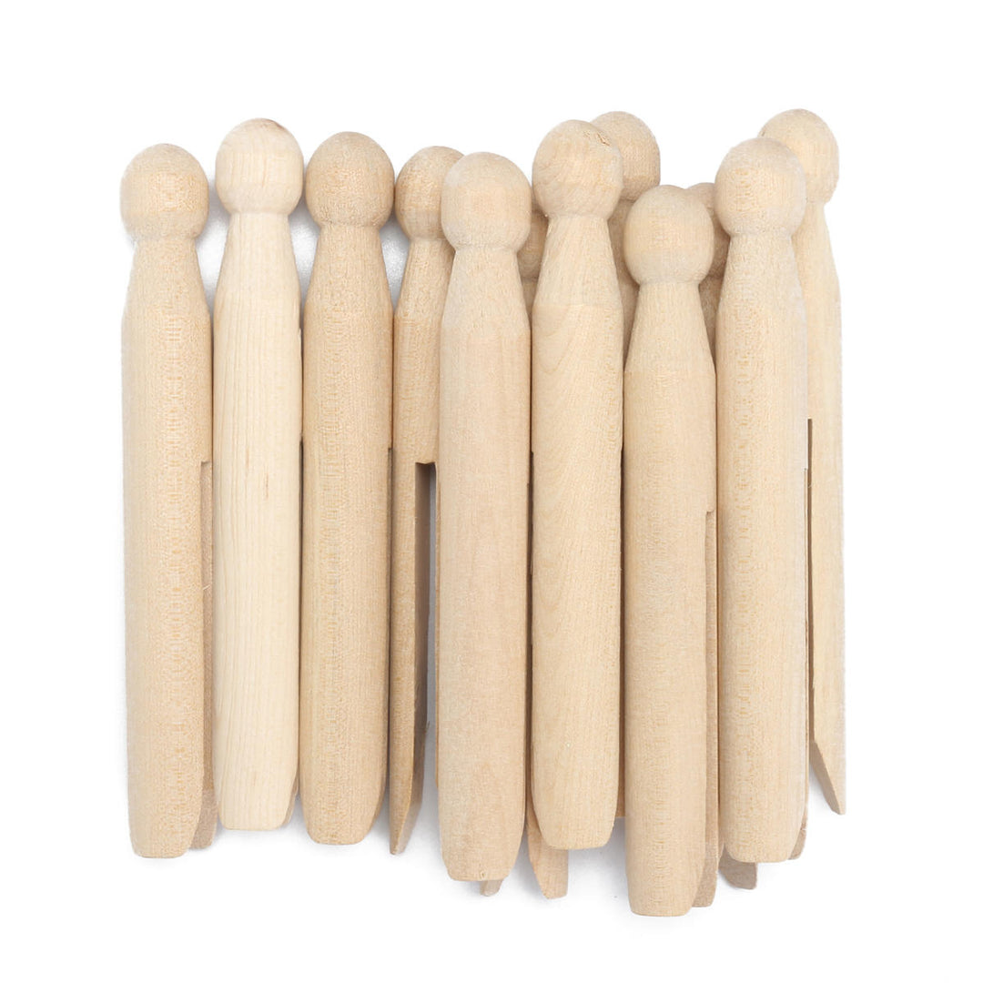 Traditional Natural Wooden Craft Clothespin Dolly Clothes Pegs for Washing Lines DIY Crafts Image 1