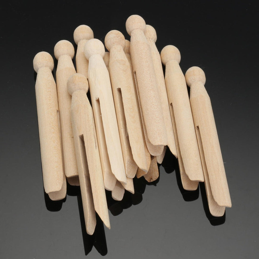 Traditional Natural Wooden Craft Clothespin Dolly Clothes Pegs for Washing Lines DIY Crafts Image 2