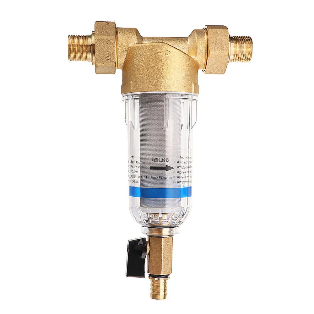 Water Pre Filter System 3,4" and 1" Brass Mesh Prefilter Purifier w, Reducer Adapter Image 2