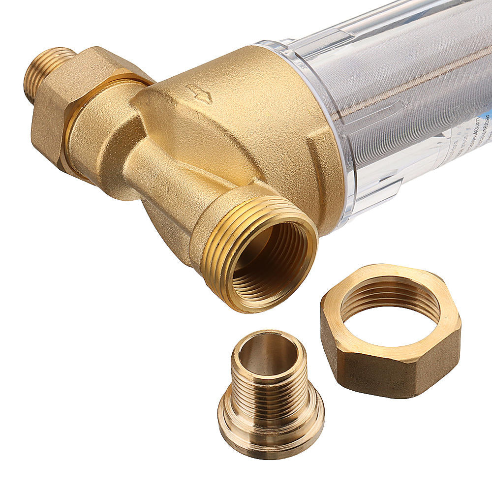 Water Pre Filter System 3,4" and 1" Brass Mesh Prefilter Purifier w, Reducer Adapter Image 4