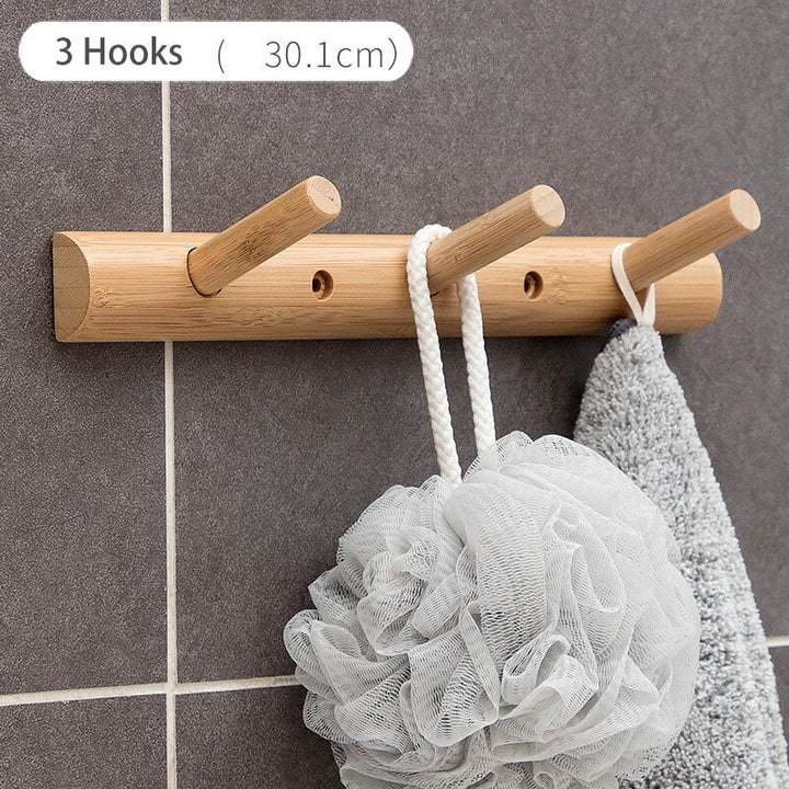 Wall Hanging Bamboo Wood Storage Coat Rack Home Decorations For Living Room Image 1