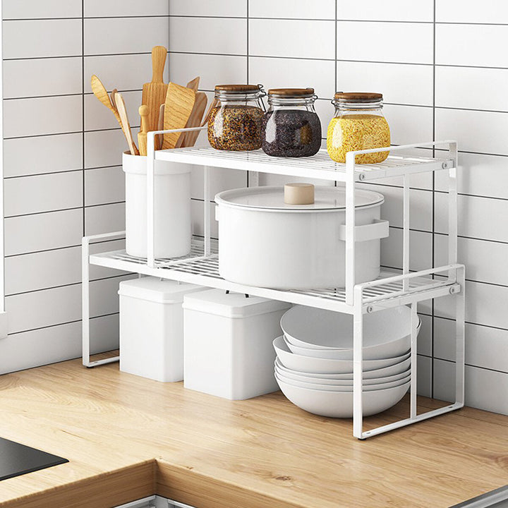 White Standing Rack Kitchen Bathroom Countertop Storage Organizer Shelf Holder Image 9