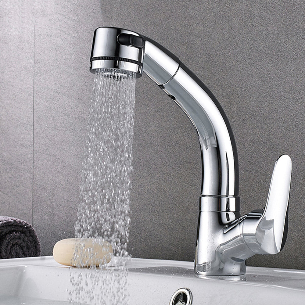 Zinc Alloy Pull Out Faucet Mixer Taps 360Swivel Spout Spray Kitchen Bathroom Sink Basin Brass Image 2