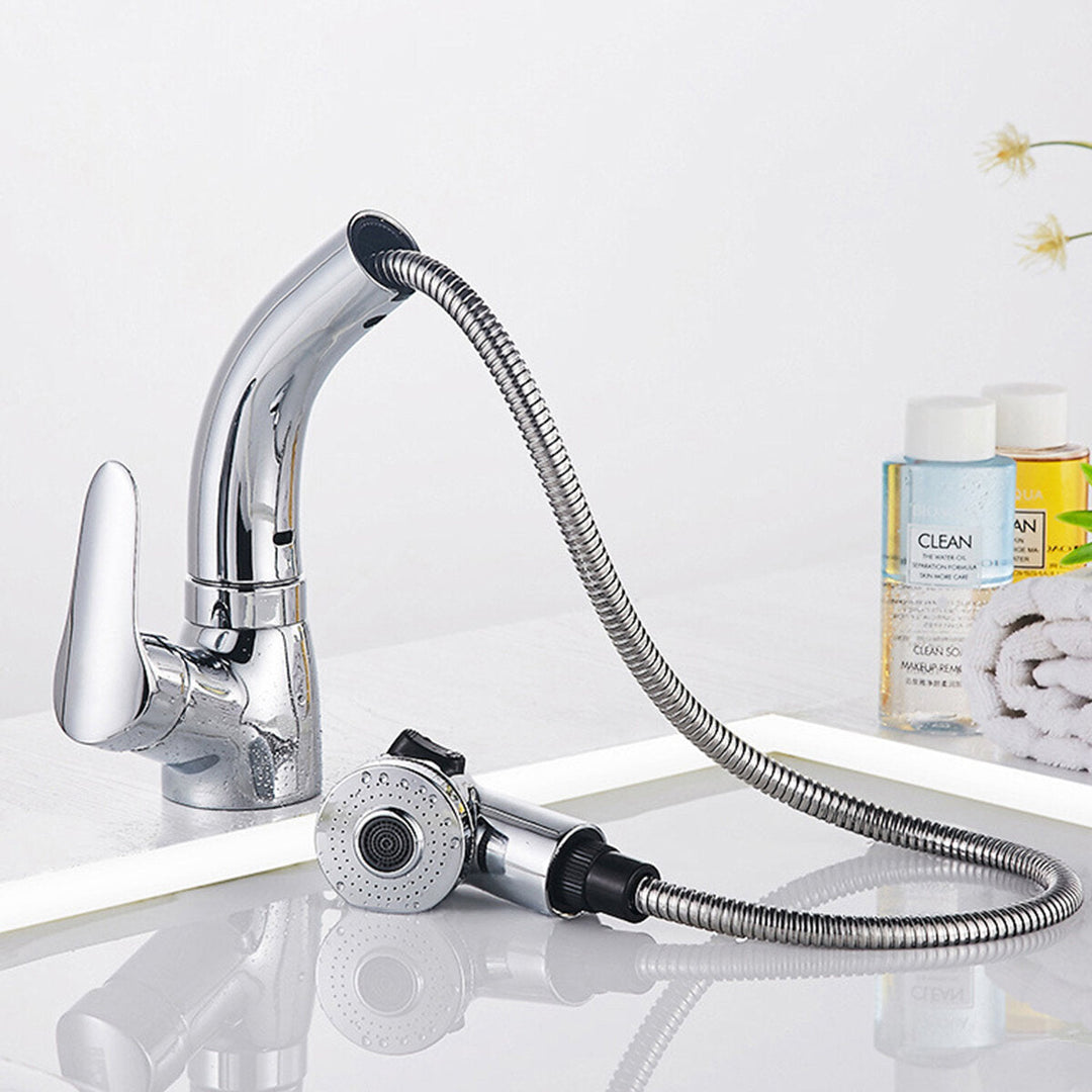 Zinc Alloy Pull Out Faucet Mixer Taps 360Swivel Spout Spray Kitchen Bathroom Sink Basin Brass Image 9