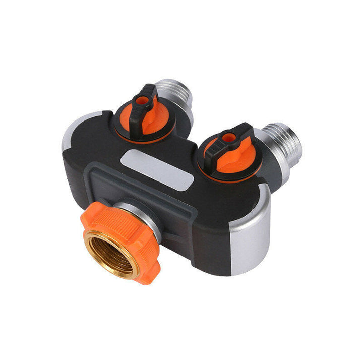 Y Shape 2-Way Shut Off Y Coupling Dual Tap Hose Connector Splitter Garden Irrigation System Tool Image 2