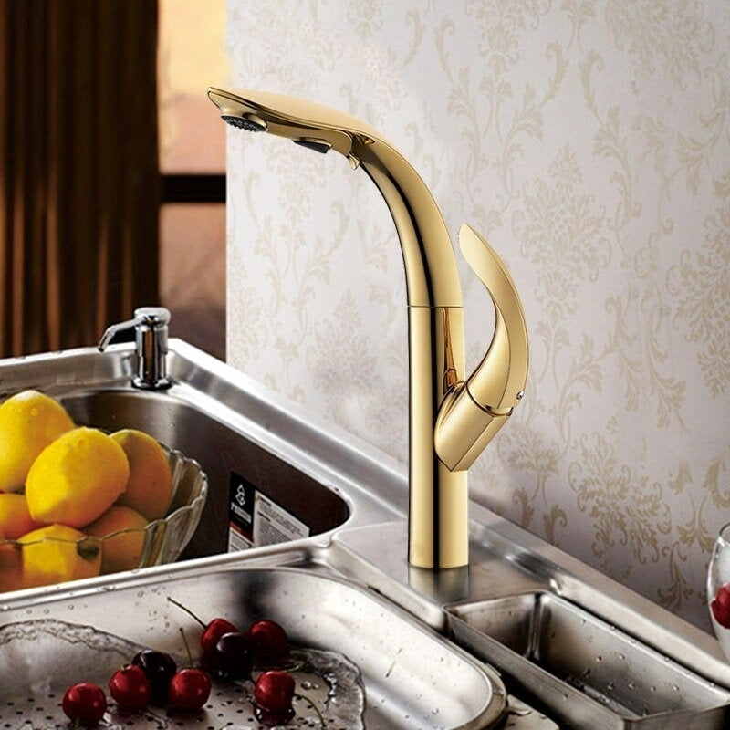 Zinc Alloy Kitchen Sink Pull Out Faucet Single Handle Double Water Modes Cold And Hot Mixer Tap cUPC NSF Certified Image 1