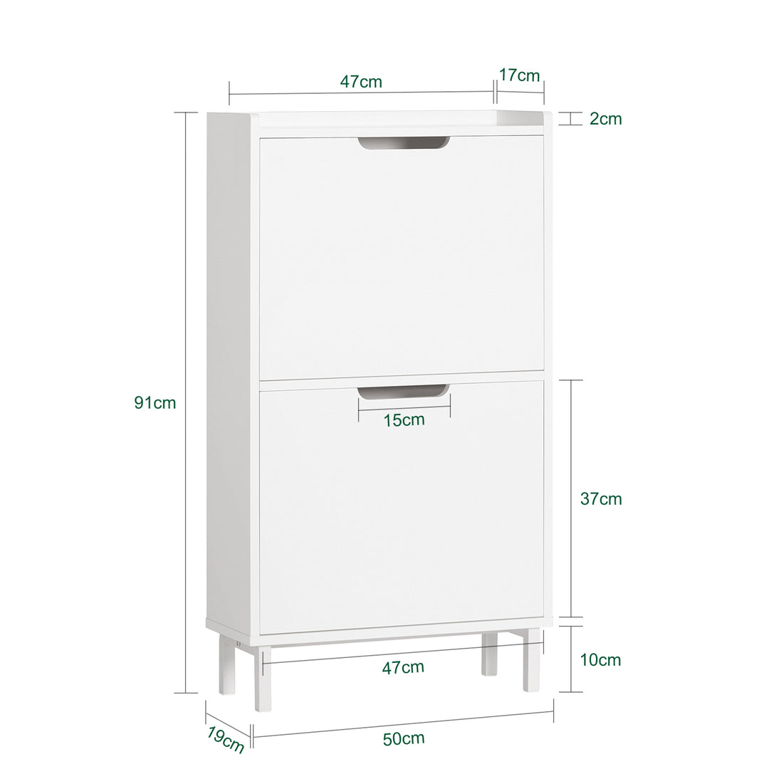 Haotian FSR151-W, Shoe Cabinet with 2 Flaps Shoe Cabinet Narrow Shoe Rack with 4 Shelves Shoe Chest of Drawers Shoe Rack Image 2