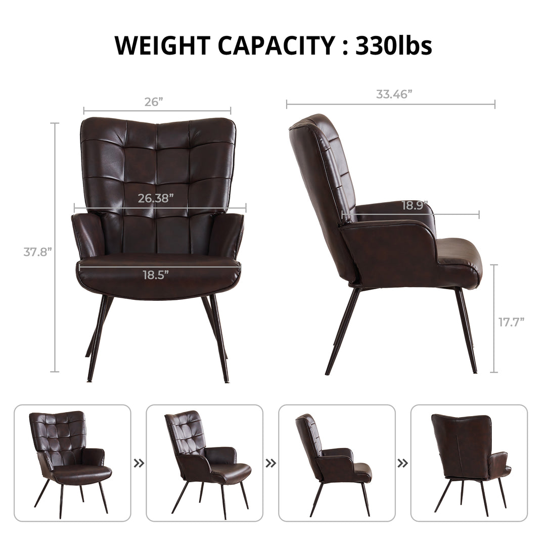 Stylish Contemporary Faux Leather Accent Chair - Perfect for Living Room Decor Image 12