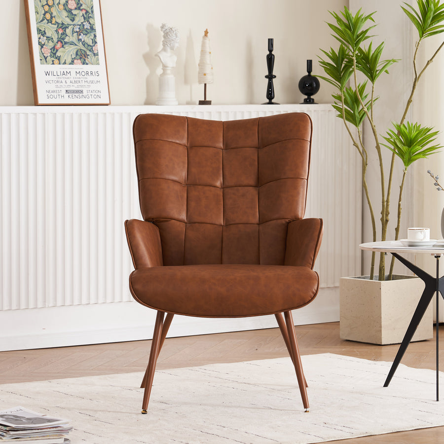 Stylish Contemporary Faux Leather Accent Chair - Perfect for Living Room Decor Image 1