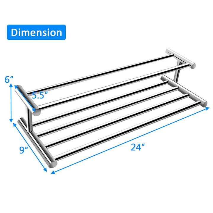 Wall Mounted Towel Rack Bathroom Hotel Rail Holder Storage Shelf Stainless Steel Image 4