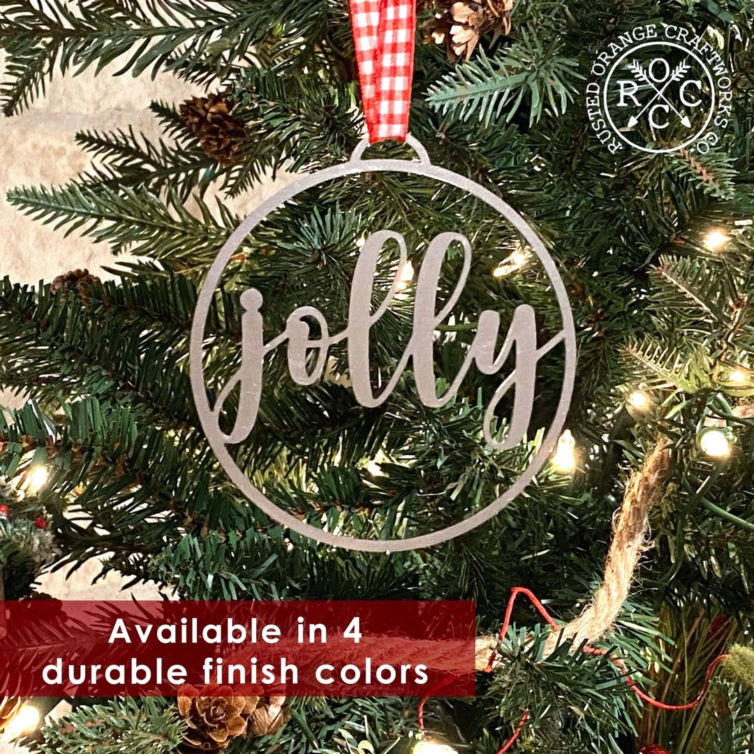 Jolly Christmas Ornaments - 5 pack - Metal Christmas Tree Ornaments Image 8