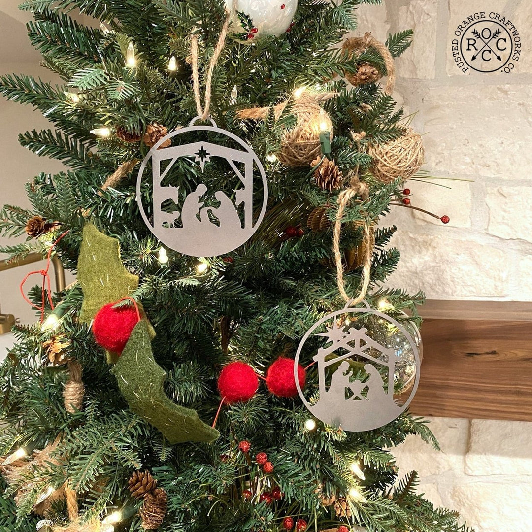 Nativity Ornaments - 5 pack - Metal Christmas Tree Ornaments Image 1