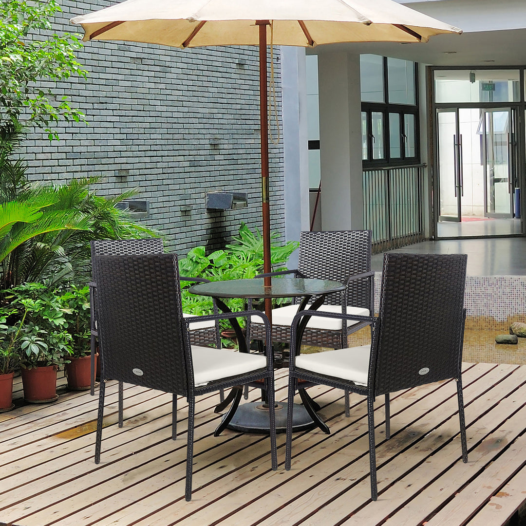 4 PCS Outdoor Patio Rattan Dining Chairs Cushioned Sofa with Armrest Garden Deck Image 2