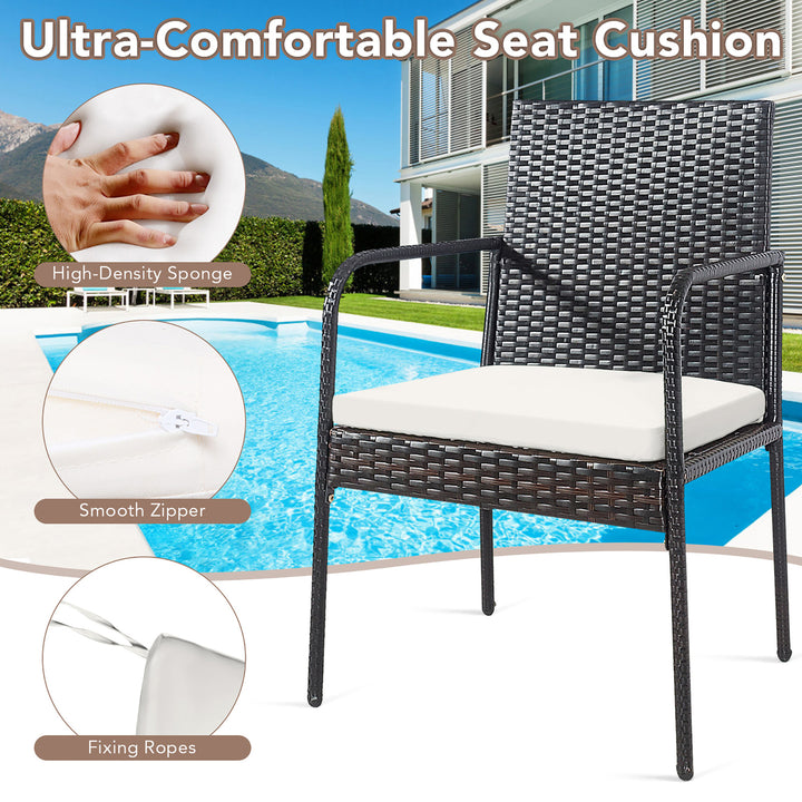 4 PCS Outdoor Patio Rattan Dining Chairs Cushioned Sofa with Armrest Garden Deck Image 7