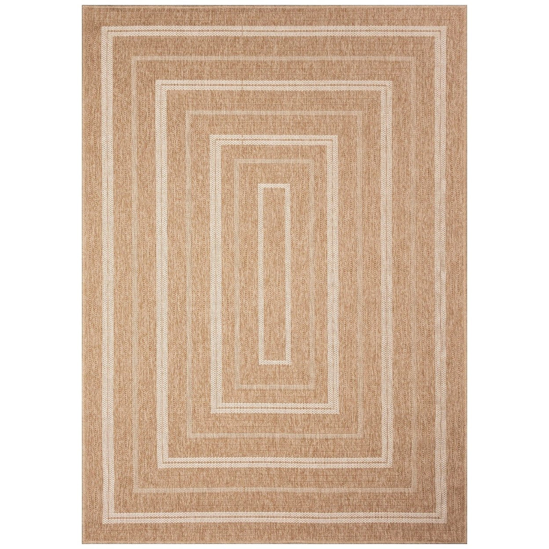 Liora Manne Sahara Area Rug Indoor Outdoor Multi Border Ivory 5x7 Durable Image 1