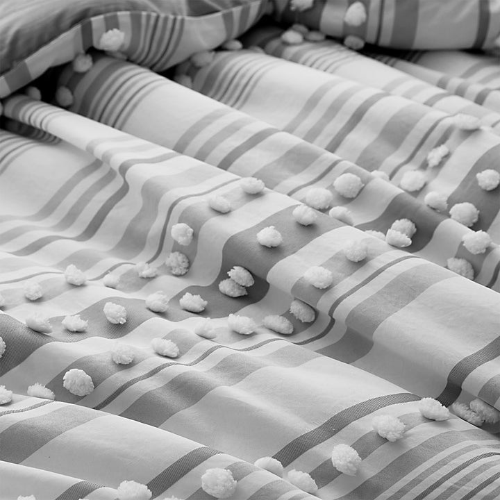 3 Piece Soft Microfiber Jacquard Pom Pom All Season Comforter Set with Matching Shams Image 11