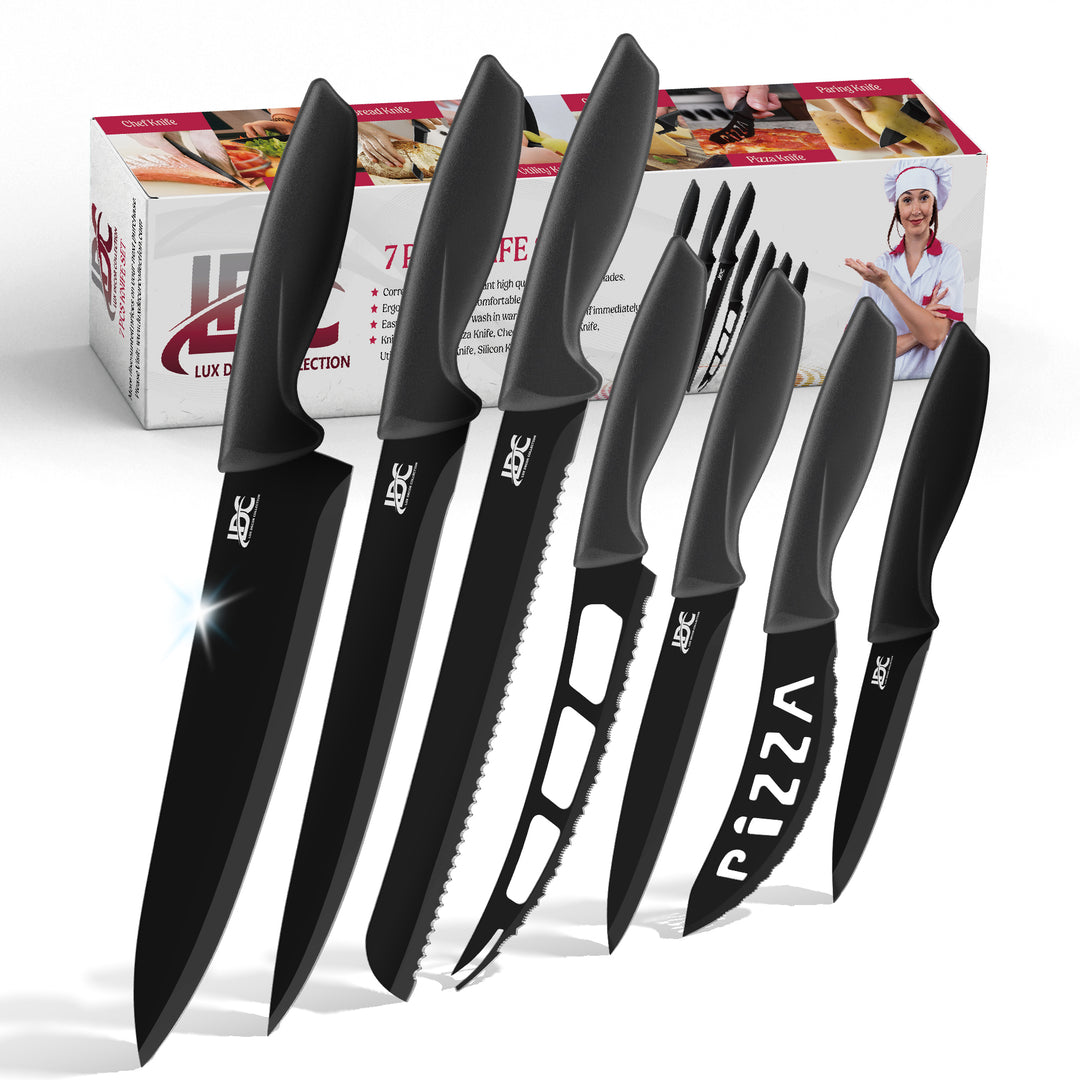 Stainless Steel Knife of 7 Piece -Multi-Use Kitchen Knives Set - Steak Knives, Cheese Knife - Pizza Knife, Bread Image 9