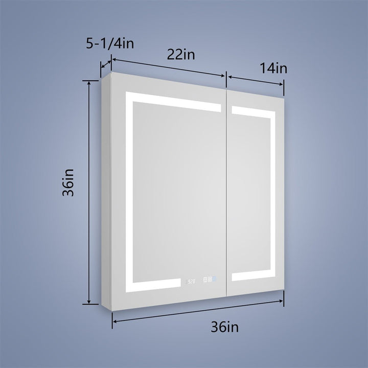 Boost-M2 30" W x 36" H Bathroom Light Medicine Cabinets Recessed or Surface Defogger, Dimmer, ClockOutlets and USB Image 4