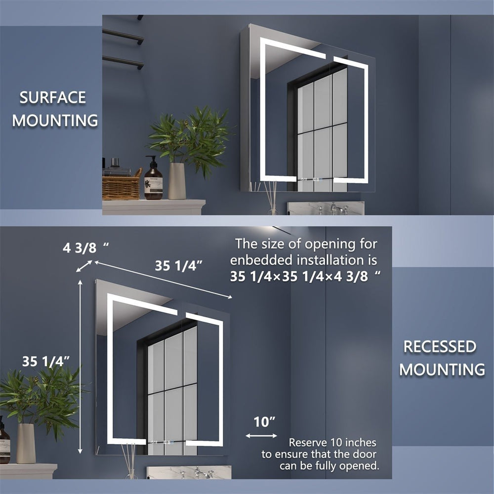 Boost-M2 36x36 Bathroom Lighted Medicine Cabinet with Mirror Recessed Surface Mount Image 2