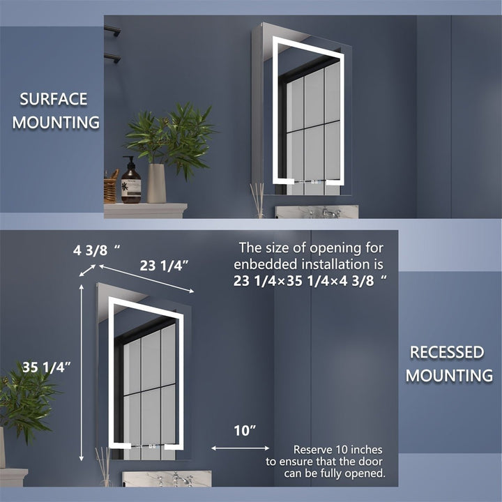 Boost-M2 24x36 LED Lighted Bathroom Medicine Cabinet with Mirror and Clock Image 3