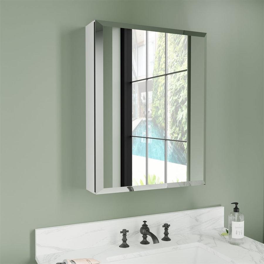 Classic 20"x26" Matted Black medicine cabinet with Mirror Bathroom Surface Mount Image 1