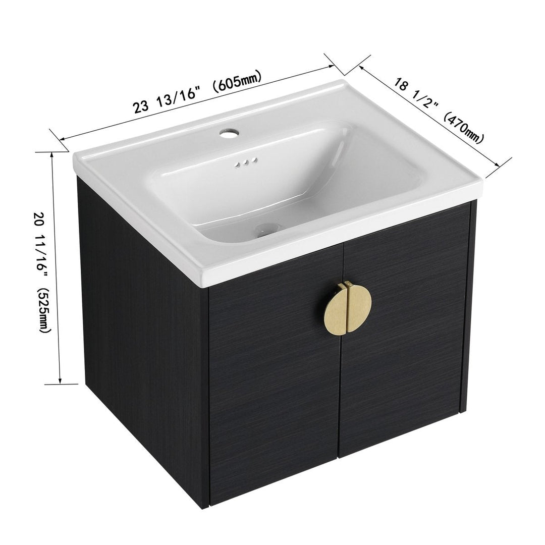 ExBrite 24 Inch Black Soft Close Bathroom Vanity with Sink for Small Spaces Image 12