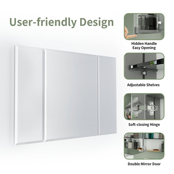 Classic 36"x26" Aluminum Recess or Surface Mount Installation Bathroom Medicine Cabinet Image 4