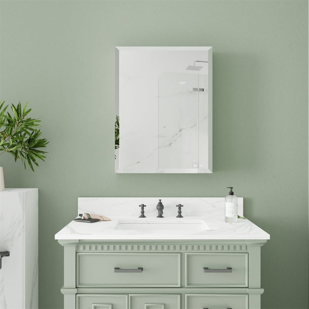 Classic 20"x26" Matted Black medicine cabinet with Mirror Bathroom Surface Mount Image 6