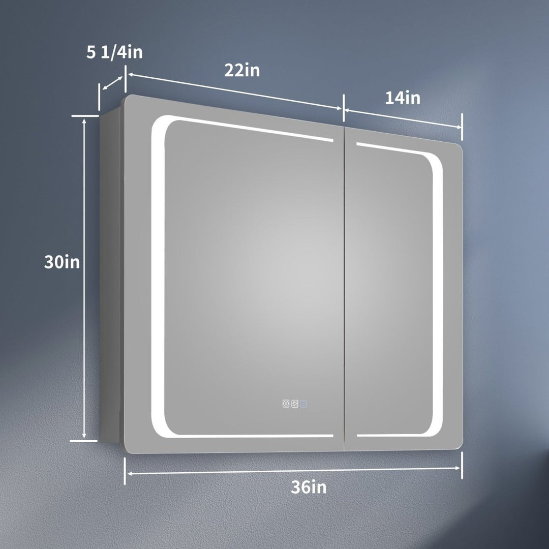 ExBrite 36" LED Lighted Medicine Cabinet Mirror Waterproof Recessed Surface Mounted Image 8