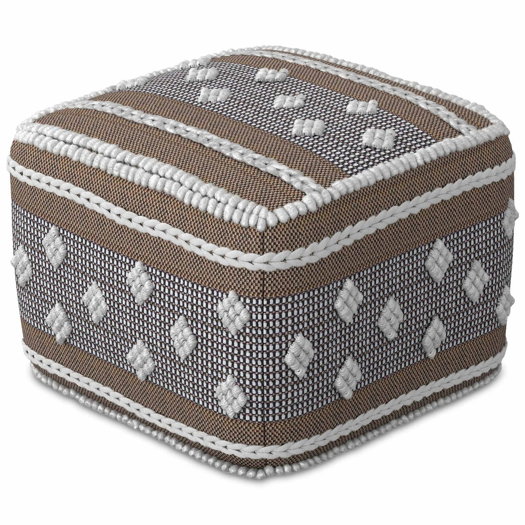 Mapleton Outdoor Indoor Pouf Water UV Resistant Soft Recycled Polyester 24in Image 1