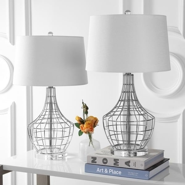 SAFAVIEH Lighting Olga Table Lamp Silver / White Image 6