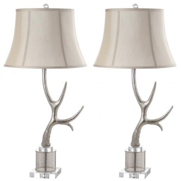 SAFAVIEH Lighting Adele Horn Table Lamp Silver / Cream Image 4