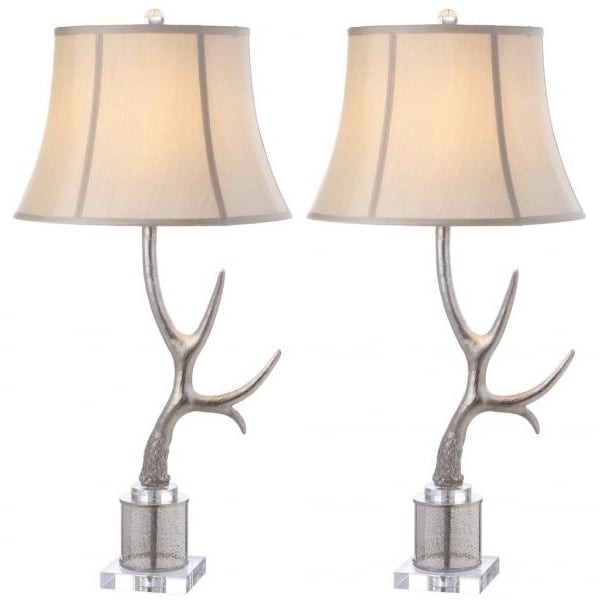 SAFAVIEH Lighting Adele Horn Table Lamp Silver / Cream Image 6