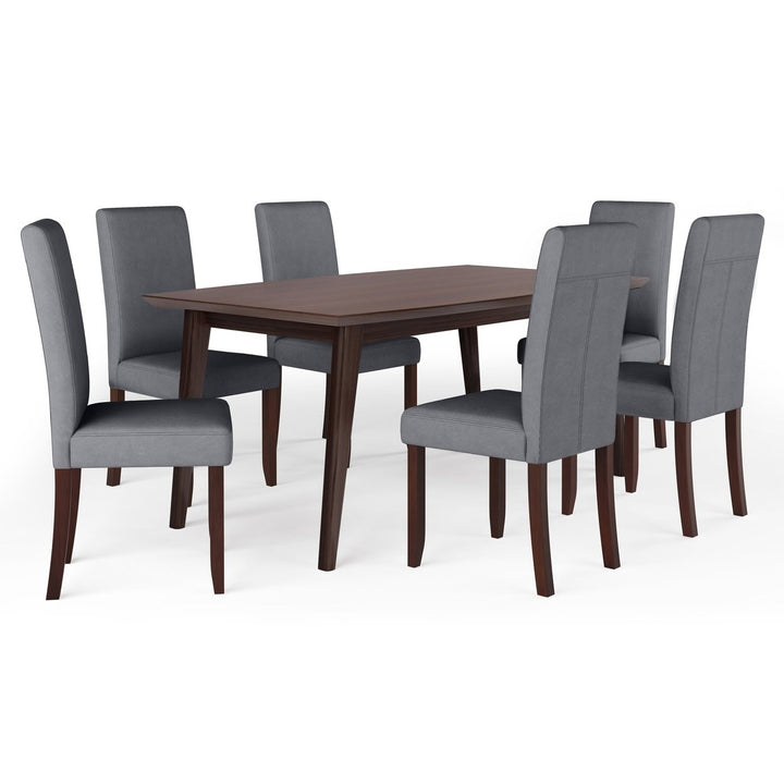 Acadian Draper 7 Pc Dining Set Rubberwood Table 6 Parson Chairs Rectangular Image 1