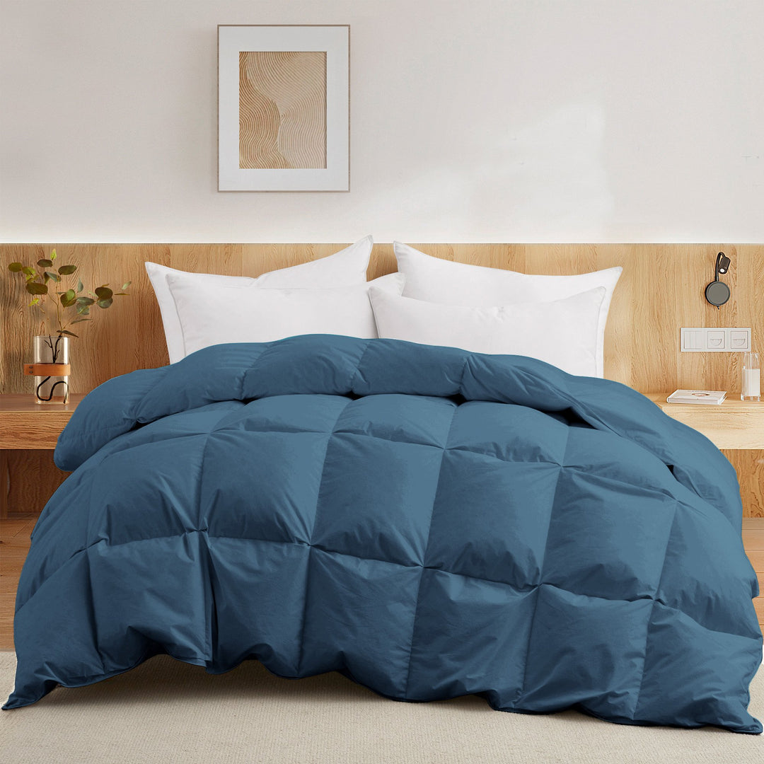 Goose Feather Comforter All Seasons 100% Cotton Pinch Pleat Twin Queen King Image 2