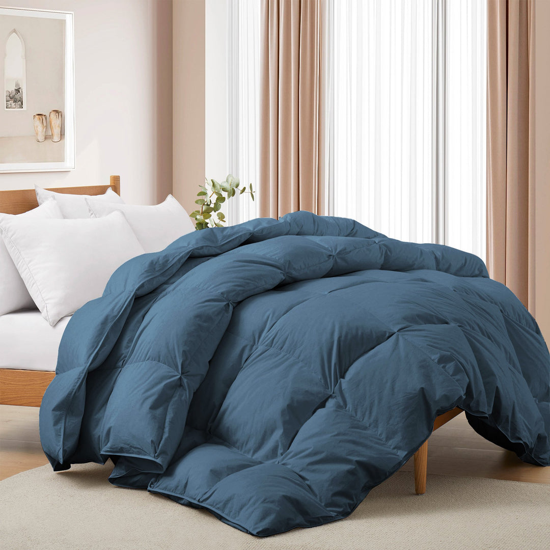 Goose Feather Comforter All Seasons 100% Cotton Pinch Pleat Twin Queen King Image 3