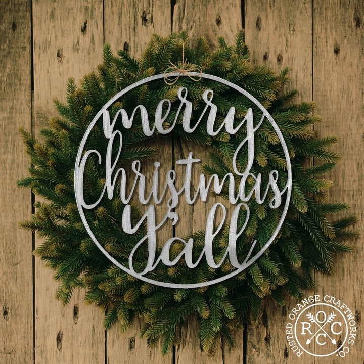 Winter Greeting Signs - Metal Christmas Wreath Decor Image 1