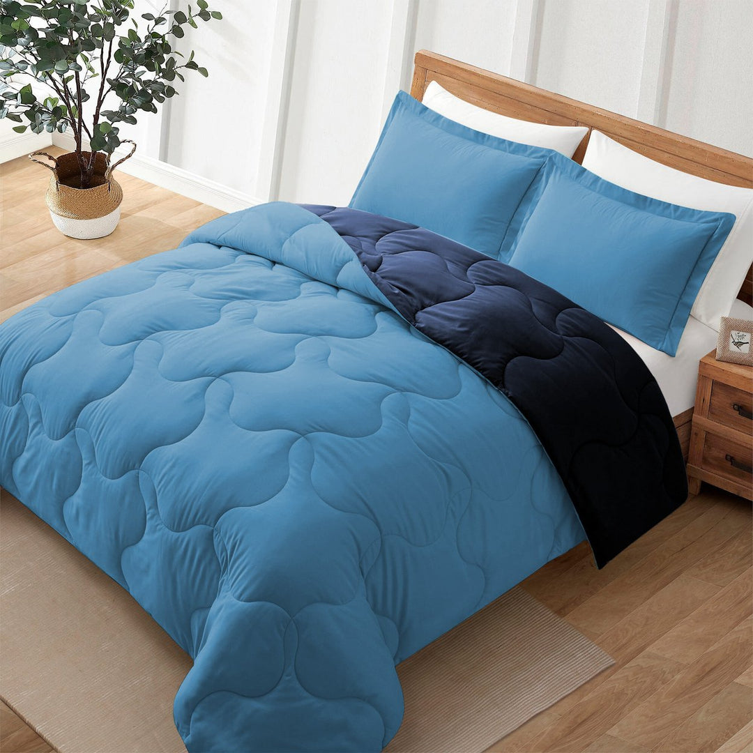 Lightweight Reversible Comforter Set 2 or 3 Pieces with Pillow Shams Twin Queen King Image 1