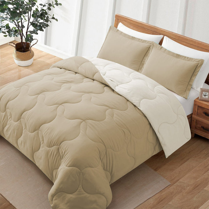 Lightweight Reversible Comforter Set 2 or 3 Pieces with Pillow Shams Twin Queen King Image 1