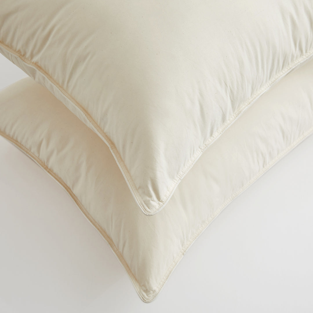 300 TC Organic Cotton Goose Down Feather Pillows, Pillow-in-pillow, Set of 2 Image 4