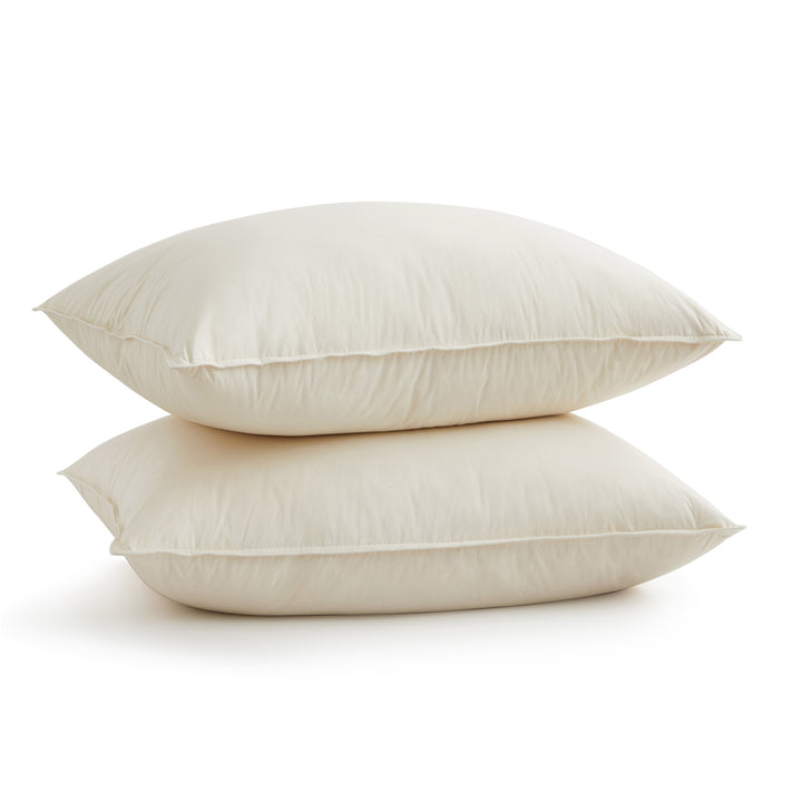 300 TC Organic Cotton Goose Down Feather Pillows, Pillow-in-pillow, Set of 2 Image 6