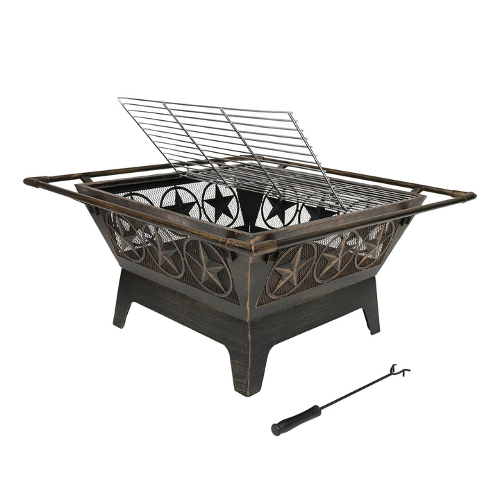 Sunnydaze 32 in Northern Galaxy Steel Fire Pit with Grate, Screen and Poker Image 9