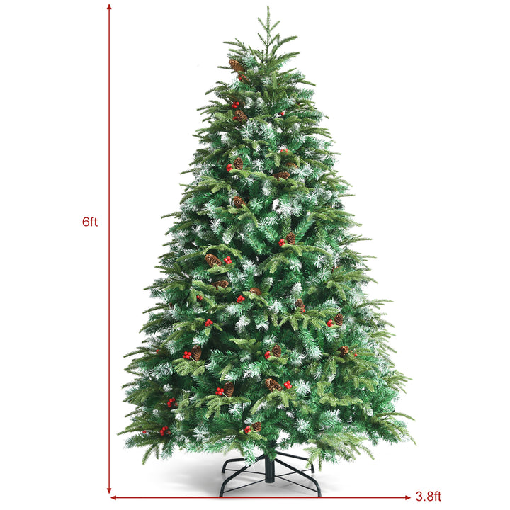 6ft Pre-Lit Snowy Christmas Hinged Tree 11 Flash Modes w/ 350 Multi-Color Lights Image 3