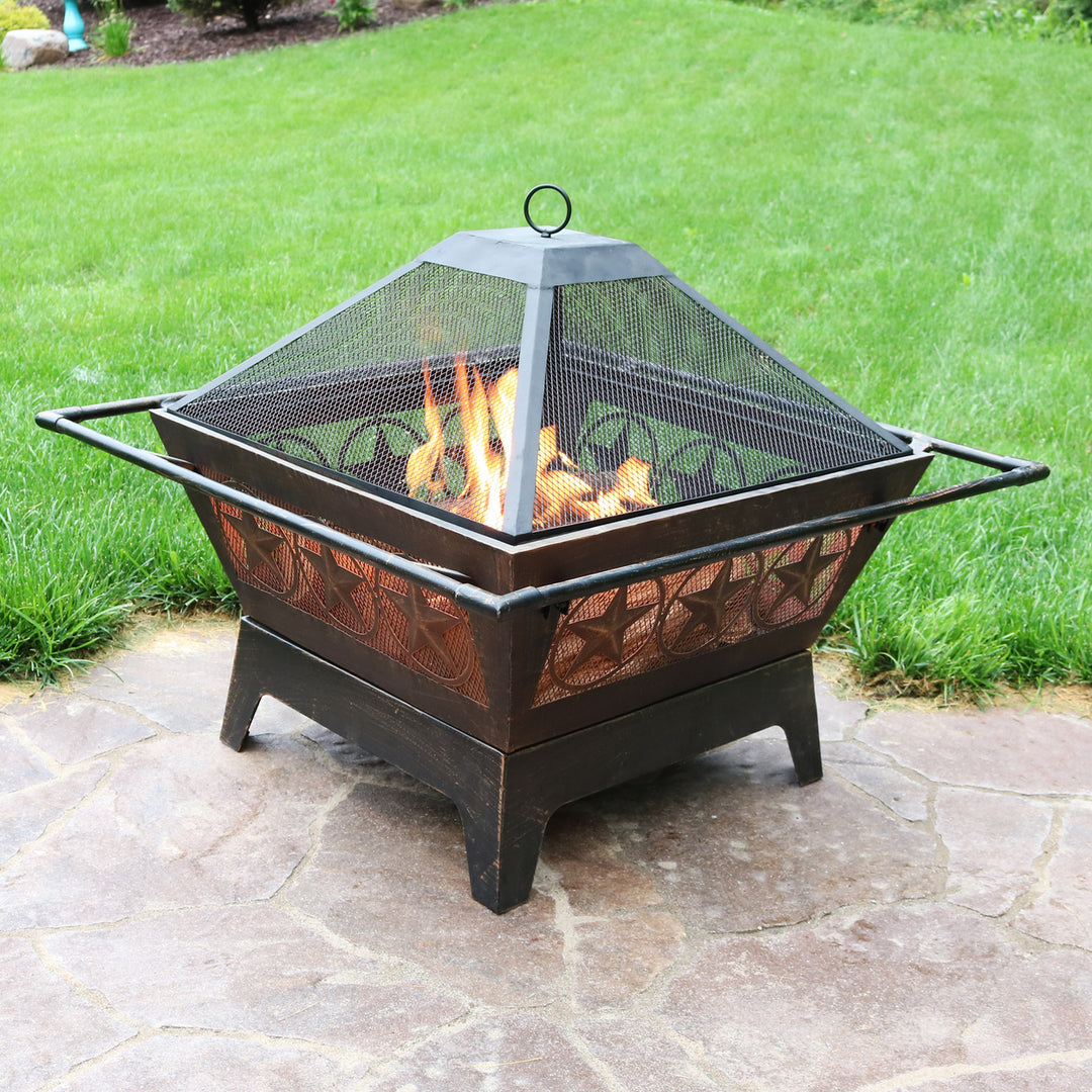 Sunnydaze 32 in Northern Galaxy Steel Fire Pit with Grate, Screen and Poker Image 2