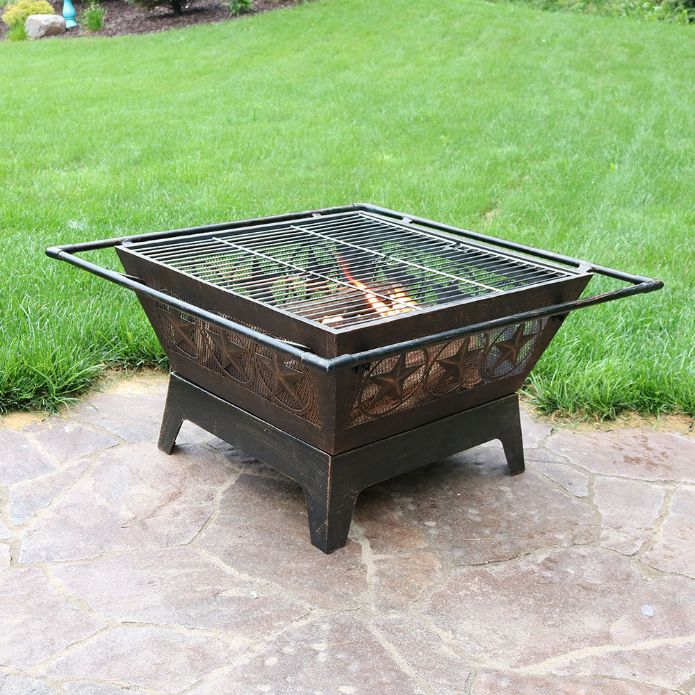 Sunnydaze 32 in Northern Galaxy Steel Fire Pit with Grate, Screen and Poker Image 4