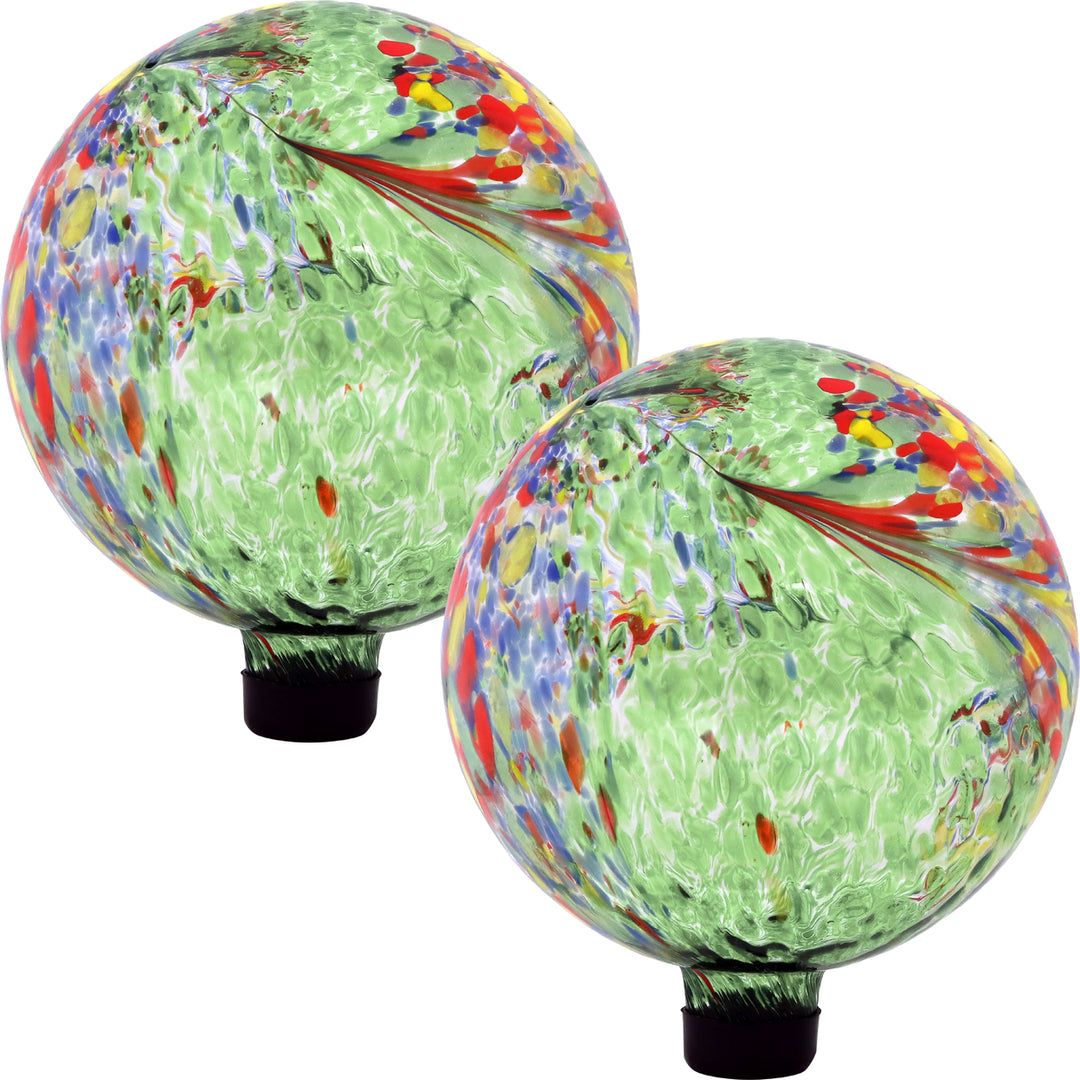 Sunnydaze Green Artistic Glass Gazing Globe - 10 in - Set of 2 Image 1