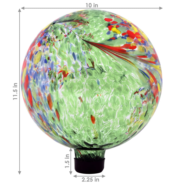 Sunnydaze Green Artistic Glass Gazing Globe - 10 in - Set of 2 Image 3